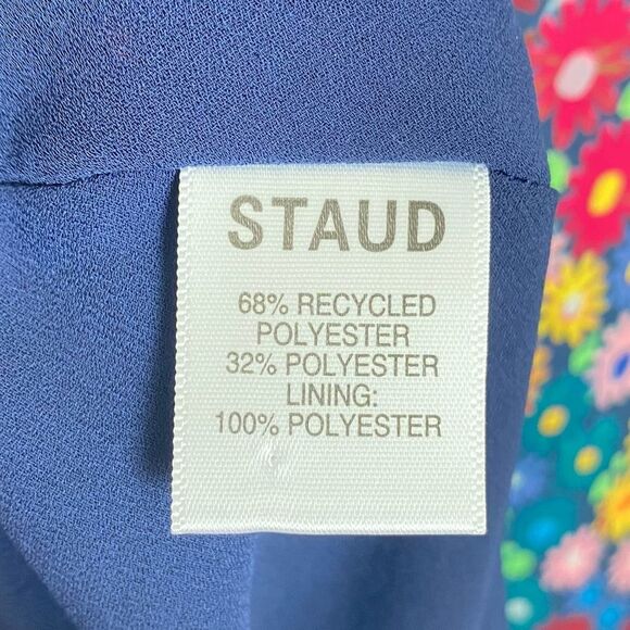 Staud Milla Floral Mini Dress Short Puff Sleeve V Neck Size 0 - Picture 11 of 12